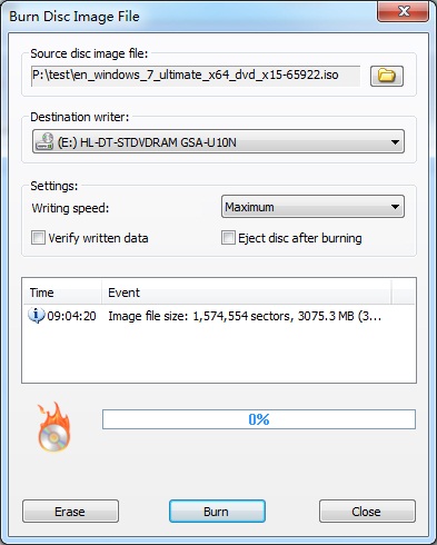 WinArchiver - How to burn ISO file?